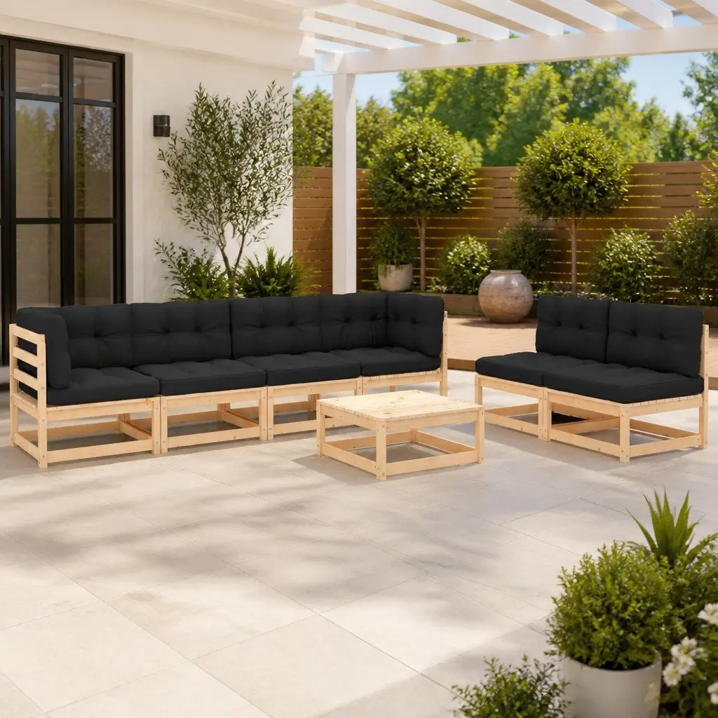 7 Piece Garden Lounge Set Pinewood Anthracite