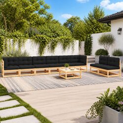 Premium 9 Piece Outdoor Lounge Set in Anthracite with Cushions (79 chars)