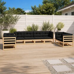 Durable 8-Piece Garden Lounge Set in Solid Pinewood