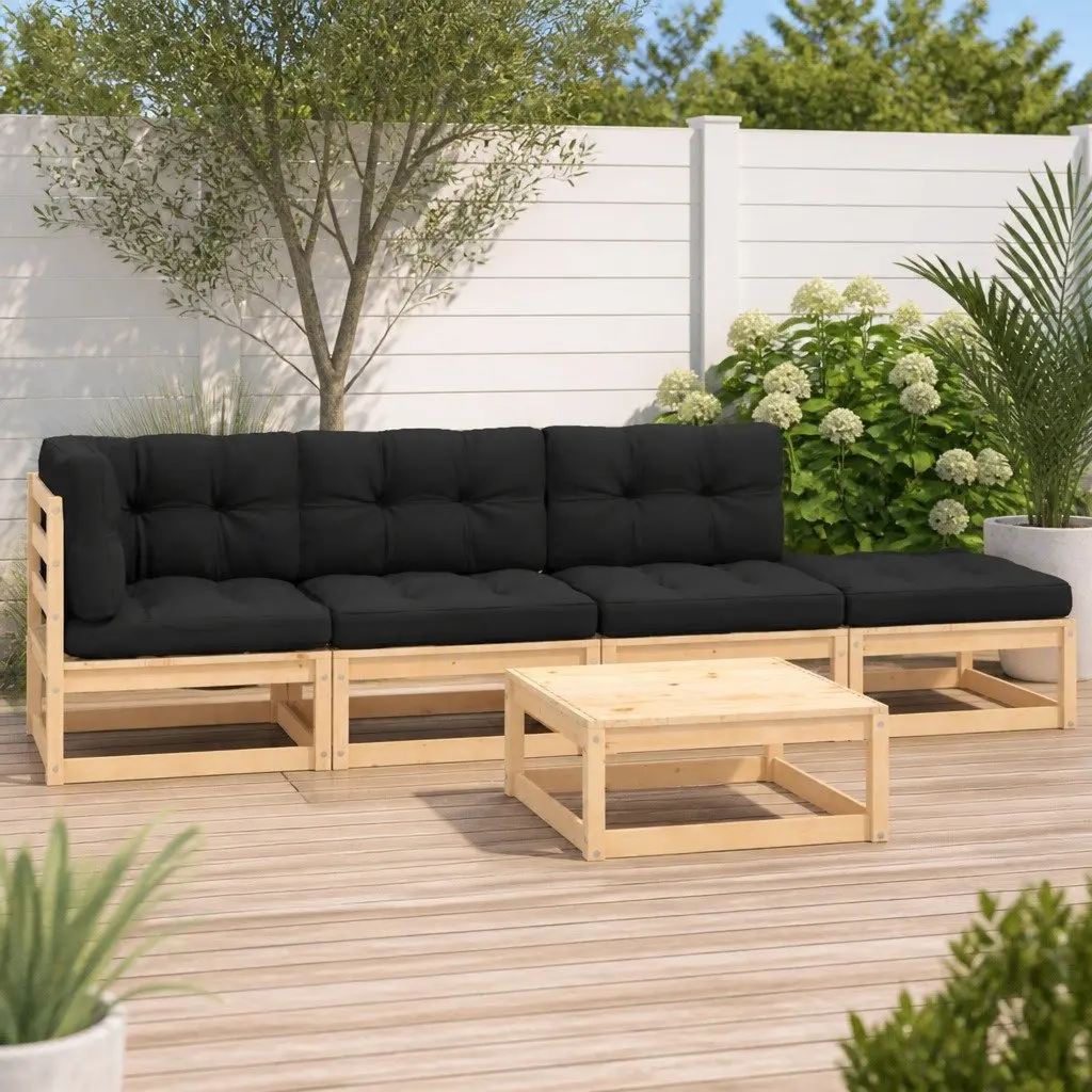 5 Piece Lounge Set Solid Pinewood Anthracite