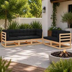 5-Piece Outdoor Lounge Set with Cushions in Anthracite