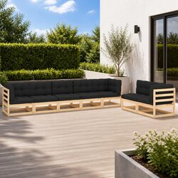 Sturdy 7 Piece Garden Lounge Set with Cushions