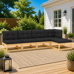 Durable 5 Piece Anthracite Garden Lounge Set with Cushions