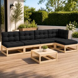 6 Piece Anthracite Garden Lounge Set with Cushions