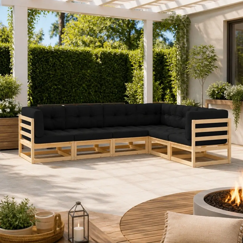 6 Piece Garden Lounge Set Solid Pinewood Anthracite