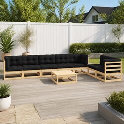 8 Piece Modular Pinewood Garden Lounge Set in Anthracite
