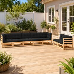 7 Piece Garden Lounge Set with Cushions in Solid Pinewood
