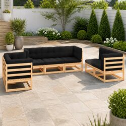 High-Quality 7 Piece Outdoor Garden Lounge Set with Cushions