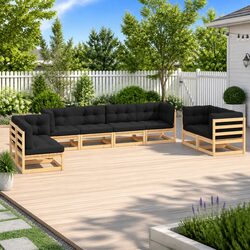 Sturdy 8 Piece Garden Lounge Set with Cushions
