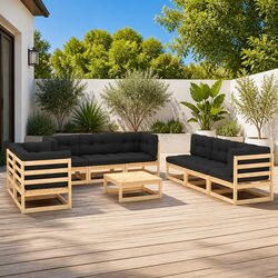Premium 9 Piece Modular Garden Lounge Set with Cushions