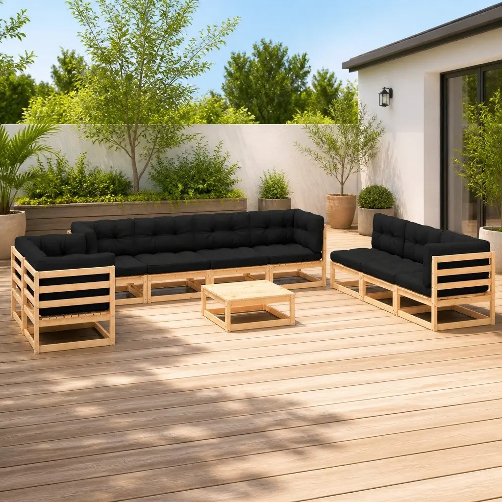 10 Piece Outdoor Lounge Set with Cushions