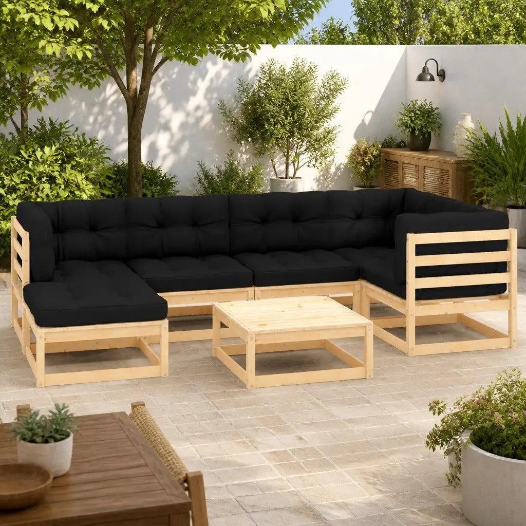 7-Piece Modular Garden Lounge Set with Cushions