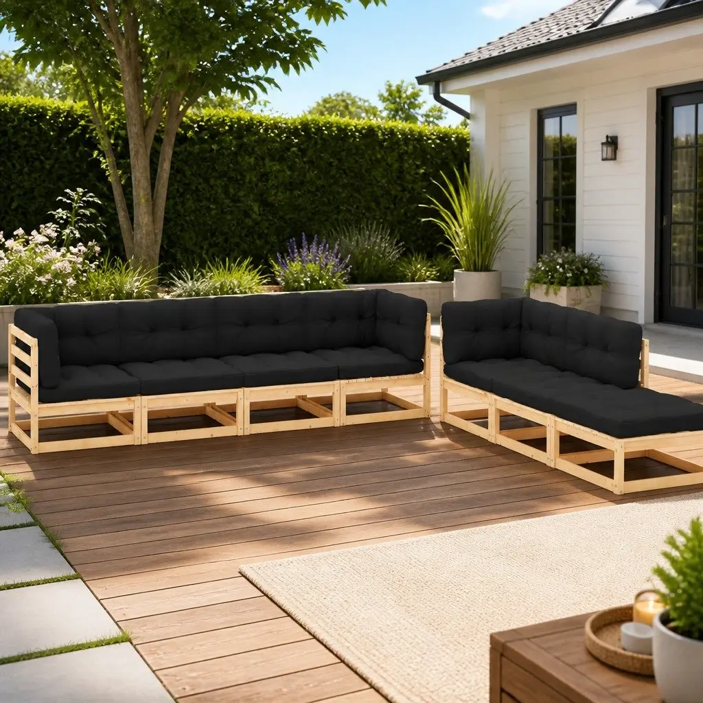 Modular 7 Piece Garden Lounge Set with Anthracite Cushions