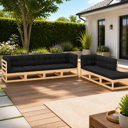 Modular 7 Piece Garden Lounge Set with Anthracite Cushions