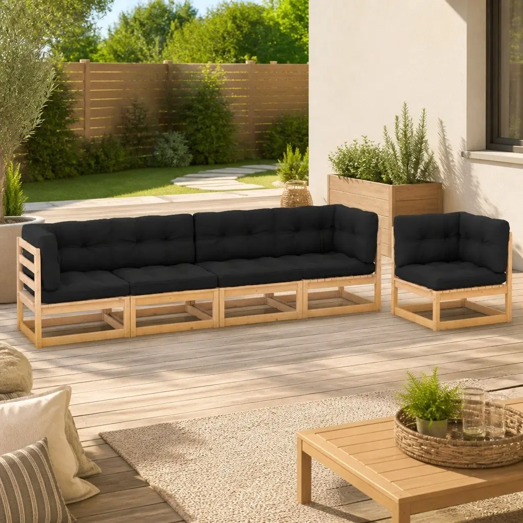 5-Piece Garden Lounge Set with Modular Seating and Cushions