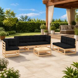 Sturdy 7 Piece Garden Lounge Set with Cushions