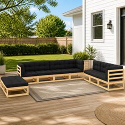 9-Piece Modular Garden Lounge Set with Cushions