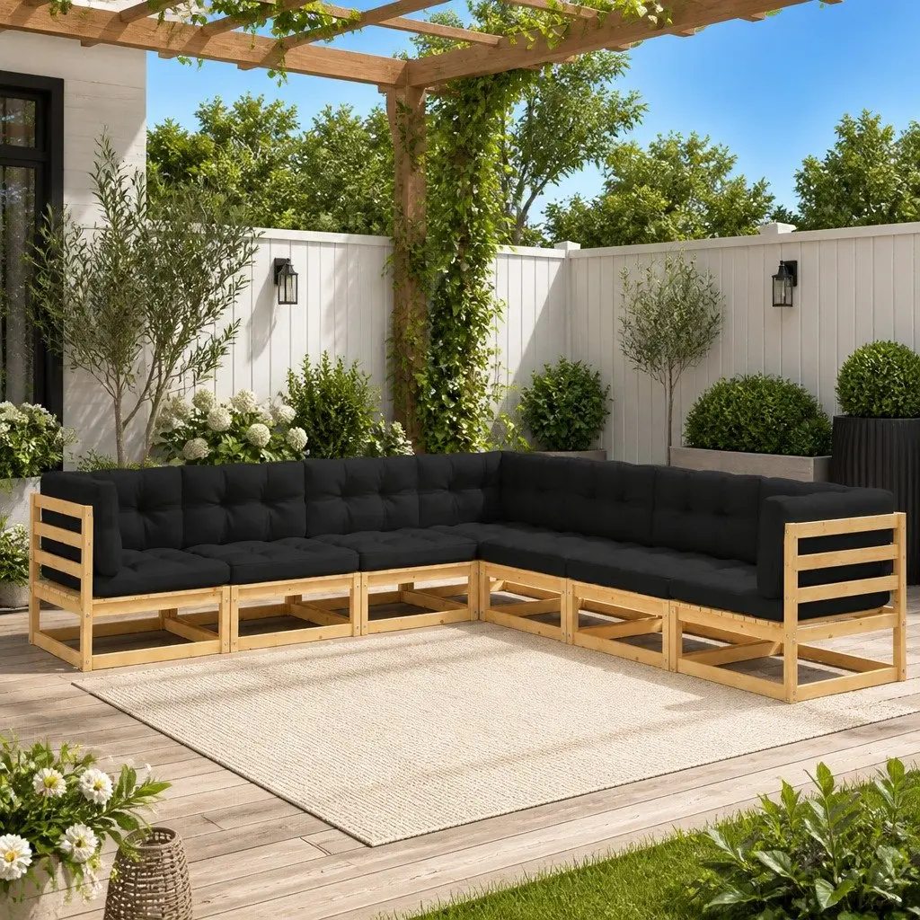 7 Piece Garden Lounge Set with Cushions