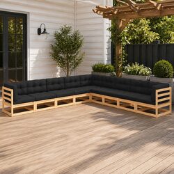 Durable 9 Piece Garden Lounge Set with Cushions