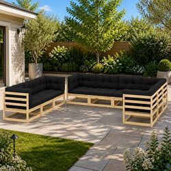 Durable 9 Piece Anthracite Garden Lounge Set with Cushions