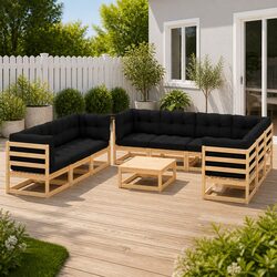 Sturdy 10 Piece Anthracite Garden Lounge Set with Cushions