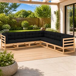 Sturdy 7 Piece Garden Lounge Set with Cushions