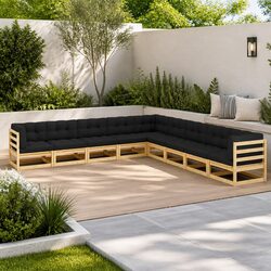 9-Piece Modular Garden Lounge Set with Pinewood Build