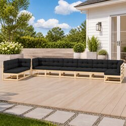 9-Piece Modular Garden Lounge Set with Anthracite Cushions