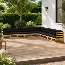 Durable 11 Piece Garden Lounge Set with Anthracite Cushions