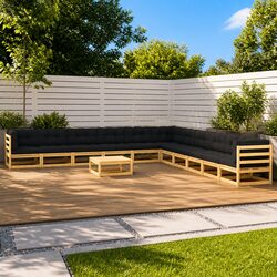 Durable 12 Piece Pallet Sofa Set with Cushions in Anthracite