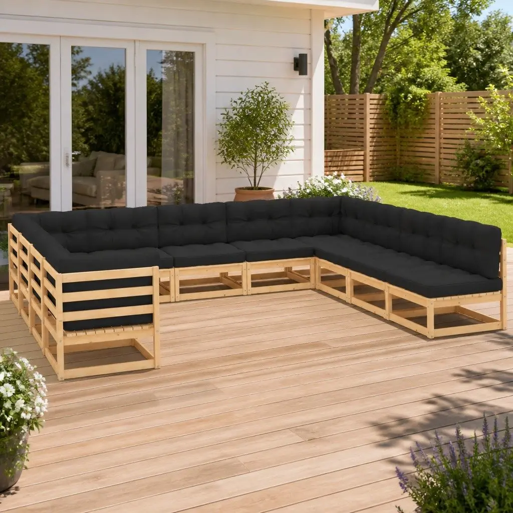 Garden Lounge Set Pinewood 11 Piece Modular Anthracite