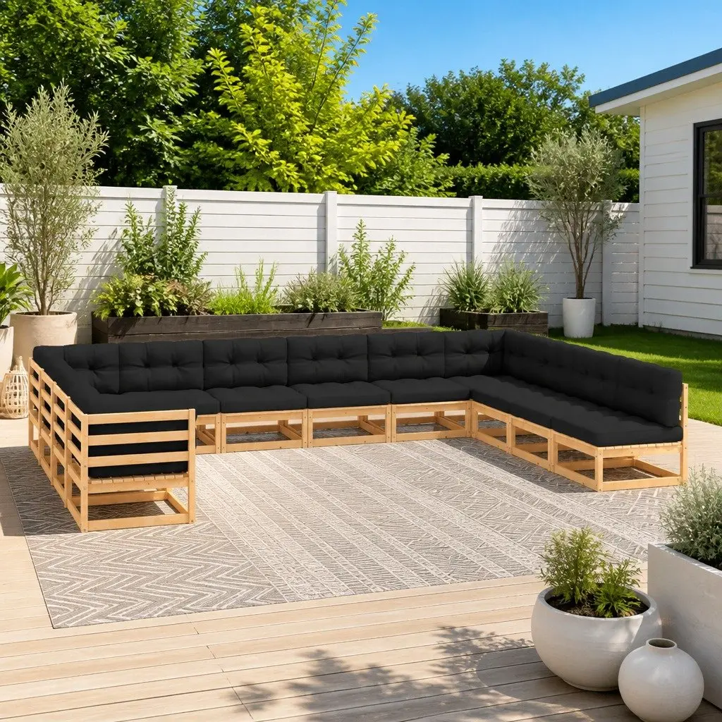 Garden Lounge Set Solid Pinewood 12 Piece Modular Anthracite