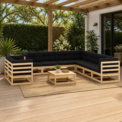 Durable 10 Piece Pallet Sofa Garden Lounge Set