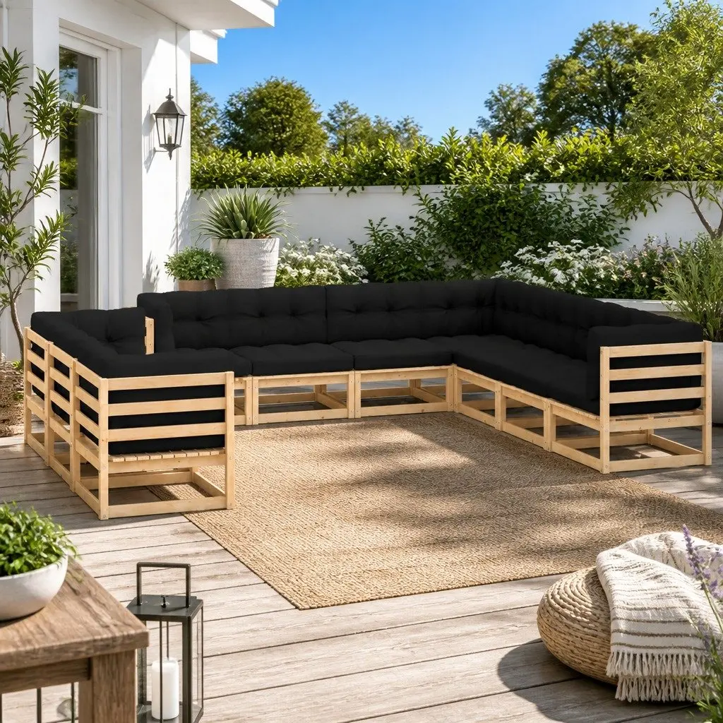 Garden Lounge Set Pinewood 10 Piece Anthracite Sofa with Cushions