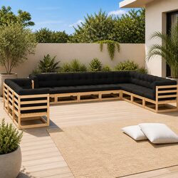 Outdoor 11 Piece Garden Lounge Set with Pinewood Sofa
