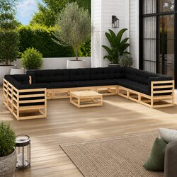 Premium 12 Piece Pallet Sofa Outdoor Lounge Set with Anthracite