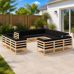 Durable 13-Piece Garden Lounge Set with Cushions