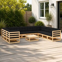 11-Piece Garden Lounge Set with Cushions and Solid Build