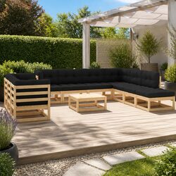 Outdoor Patio Furniture Set with Pallet Sofa and Cushions