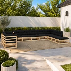 Sturdy 11-Piece Outdoor Sofa Set with Anthracite Cushions