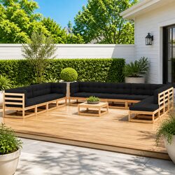 Durable 13-Piece Garden Lounge Set with Cushions