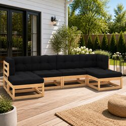 6-Piece Pallet Sofa Set with Anthracite Cushions