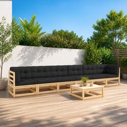 Quality Pinewood 7-Piece Garden Lounge Set with Cushions