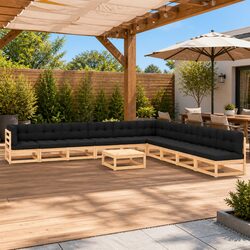 Premium 11 Piece Garden Lounge Set with Anthracite Cushions