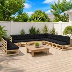 Pinewood 12 Piece Outdoor Garden Lounge Set with Cushions