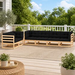 Pallet Sofa Garden Lounge Set 6 Pieces Pinewood Anthracite