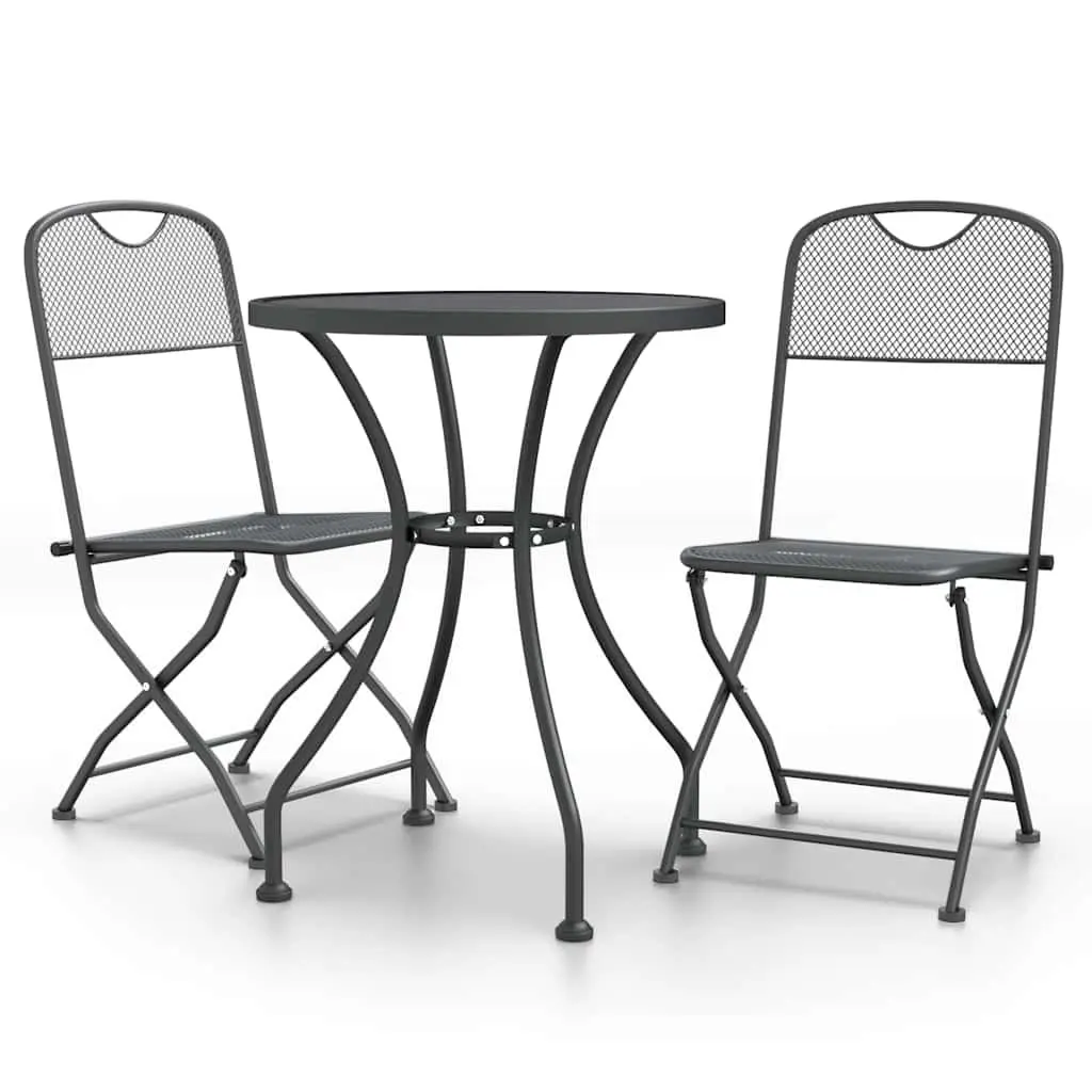 3-Piece Garden Dining Set with Expanded Metal Mesh