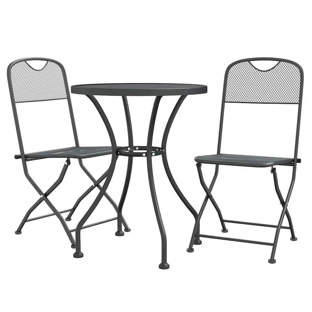 3-Piece Garden Dining Set with Expanded Metal Mesh