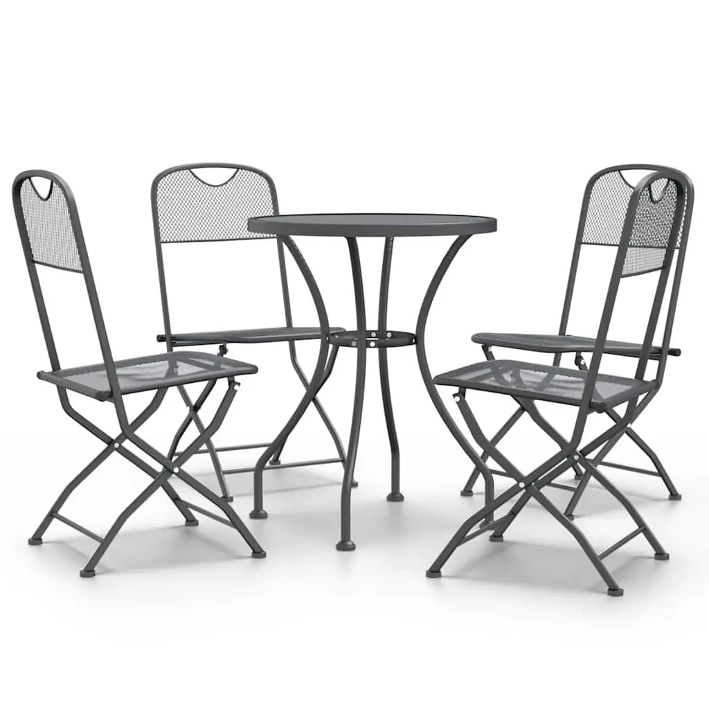 5 Piece Anthracite Garden Dining Set with Folding Chairs