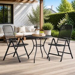 Sturdy Garden Dining Set with Folding Chairs and Table